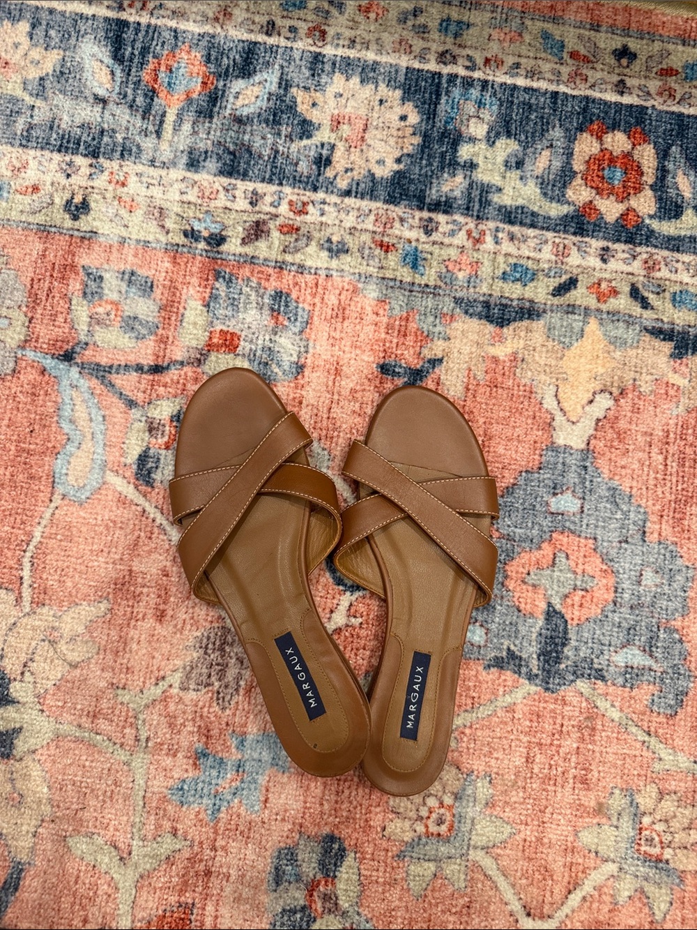 Margaux Brown Leather Crisscross Mules - The Selene Flat Sandal 38